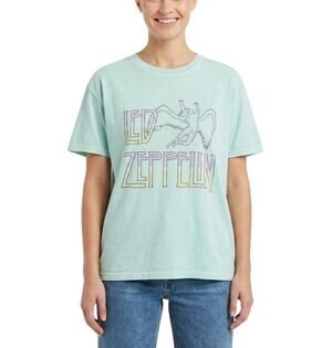 AE Oversized LED Zeppelin Graphic Tee Aqua Crew Neck Short Sleeve Women XS/S NWT